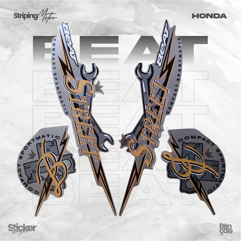 Striping stiker motor | HONDA BEAT STREET 2020 body full silver standar berkualitas | Bencao