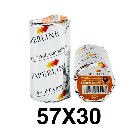 

( StaLand ) / ( DAPAT 1 BUAH ) Kertas Thermal Register Roll Paperline / Struk Kasir EDC Paperline PPL 57 x 30 mm / 5730 Tanpa Core Coreless