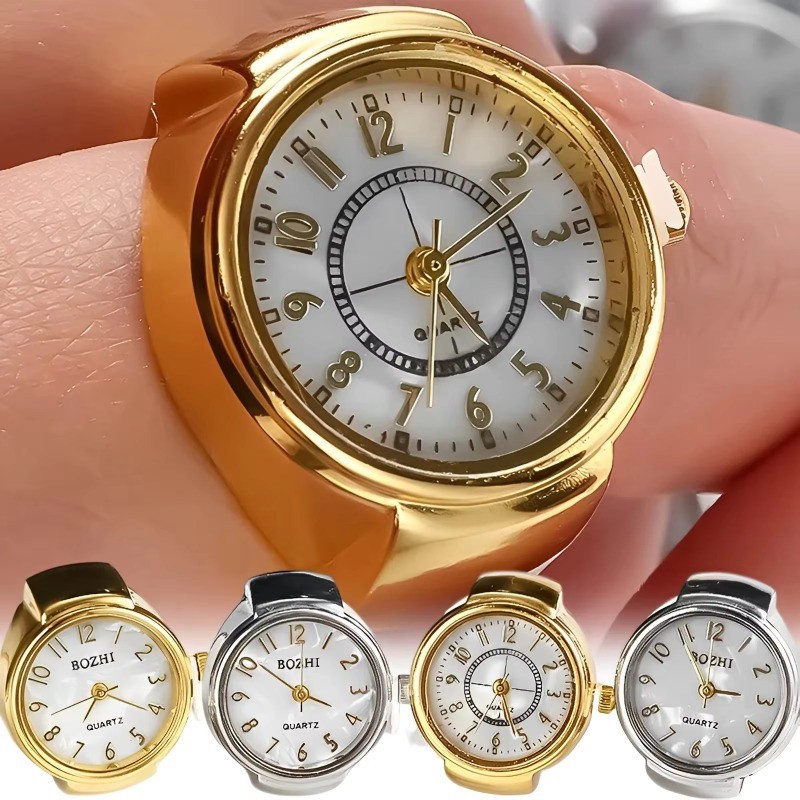 Jam Tangan Cincin Digital Emas Jam Tangan Retro Cincin Mini Cincin Pria Dan Wanita Yang Elegan Jam C