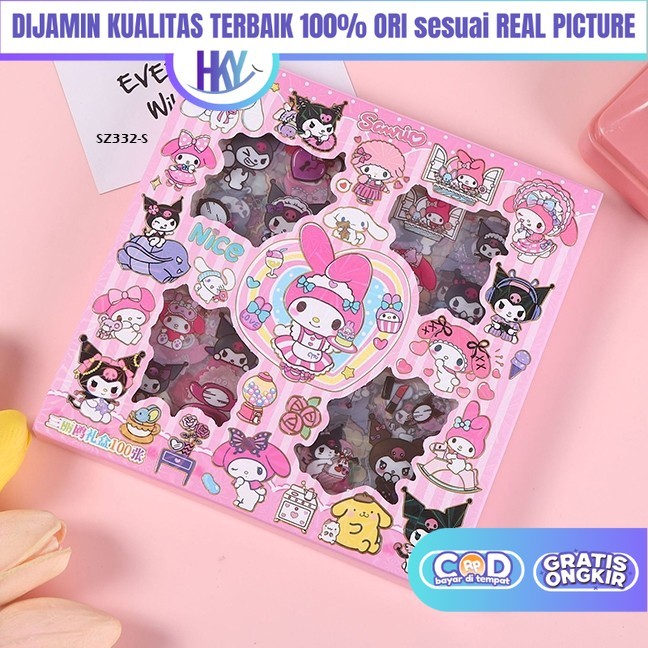 

HKY Mainan Sticker Tempel Kuromi Melody DIY Kreatifitas Anak Perempuan KKV 7 5 4 Tahun Isi 100Pcs