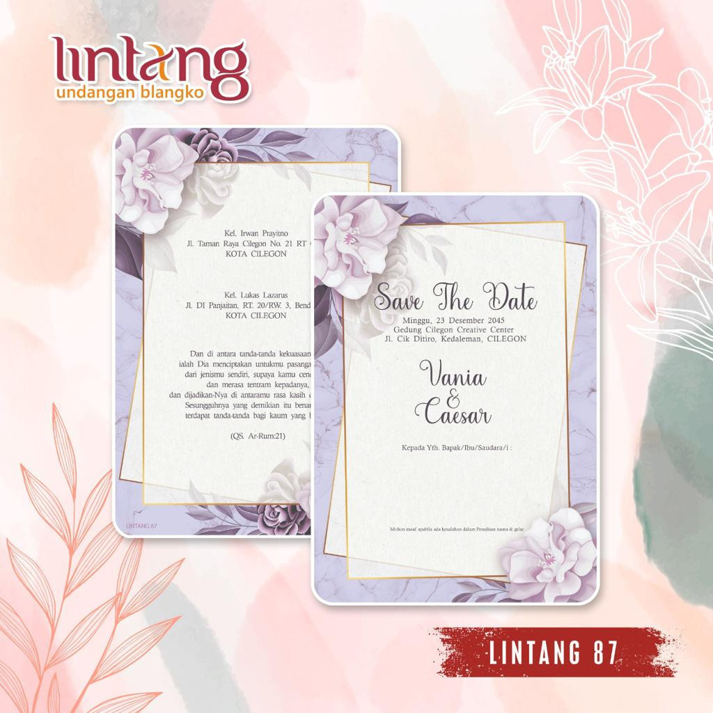 Blangko Kode Lintang 87  Wedding Invitation