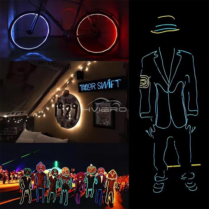 2M 5M El Wire Led Strip Neon Flexible Inverter Sirip Usb Batre Lampu Tepi Mobil Dekorasi Kamar Dan