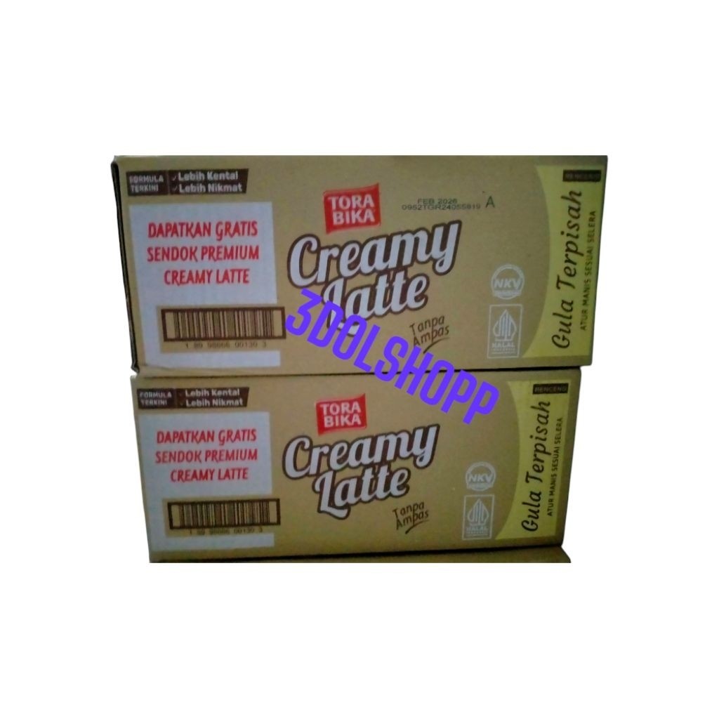 

new sale kopi Torabika Creamy latte 1 karton isi 12 renceng Free Sendok