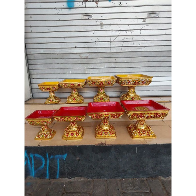 Dulang Kotak Premium Fiber Resin Warna Merah Kuning