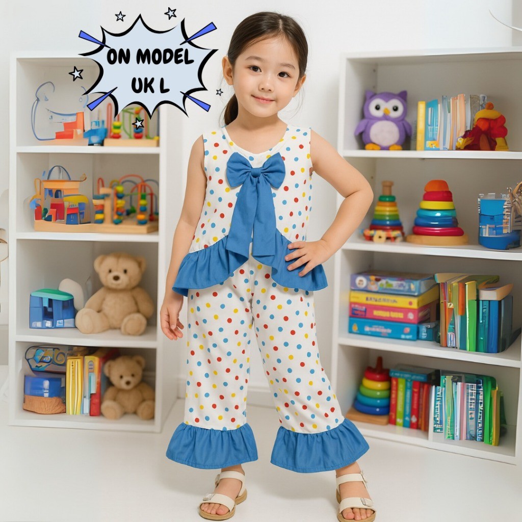 Alesha - Setelan Anak Perempuan Zelia Model Pita / Fashion Anak Atasan Lengan Pendek dan Celana