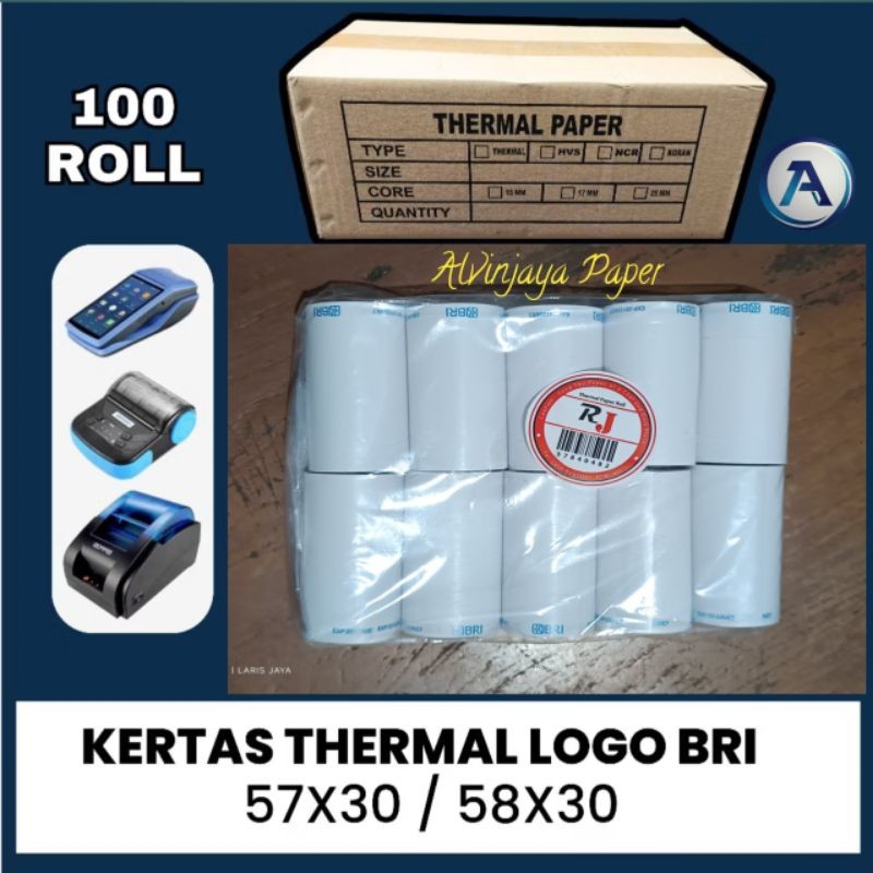 

Paket 1Dus Isi 100Roll Kertas EDC Logo BRI 58x30CO