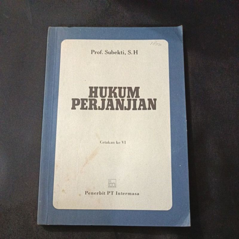 hukum perjanjian prof Subekti SH ORIGINAL