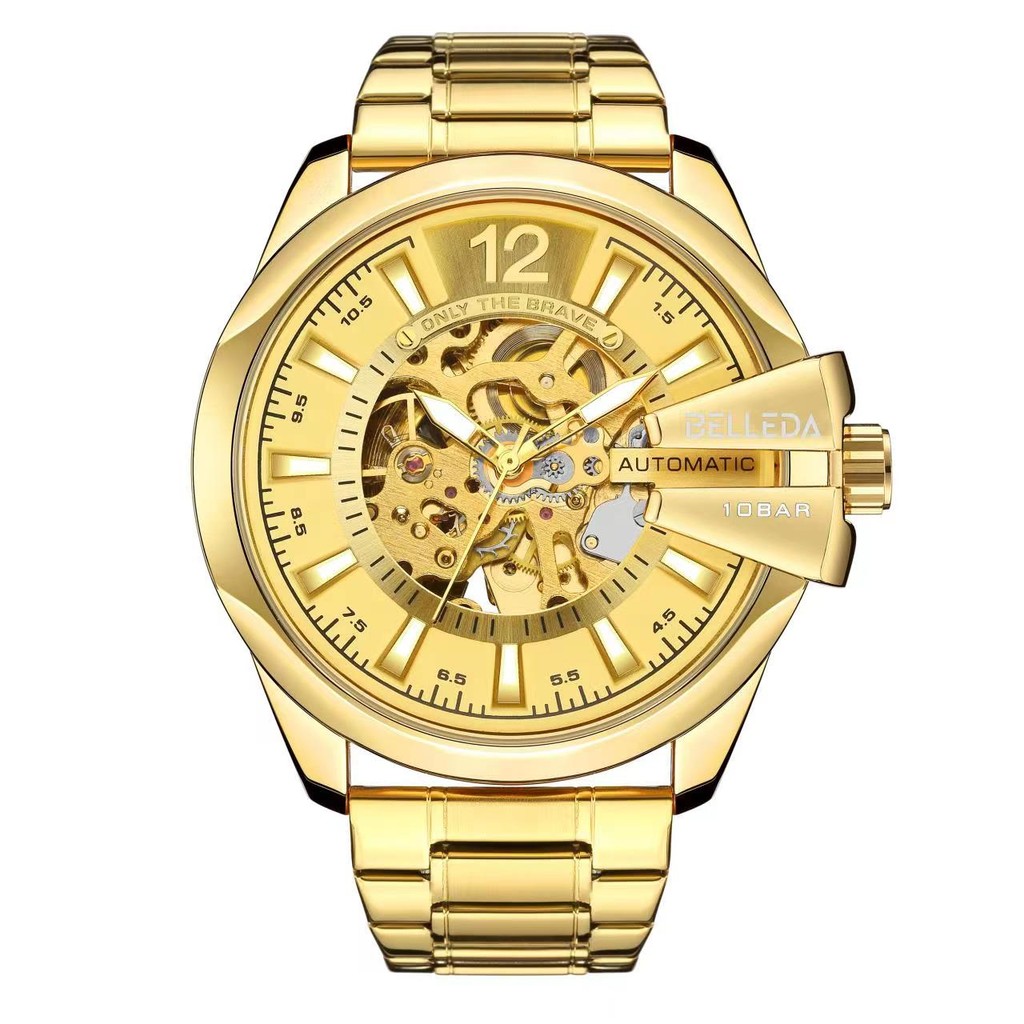 JAM TANGAN PRIA BELLEDA  9473 RANTAI AUTOMATIC TANPA BATERAI ANTI AIR JAM TANGAN ORIGINAL