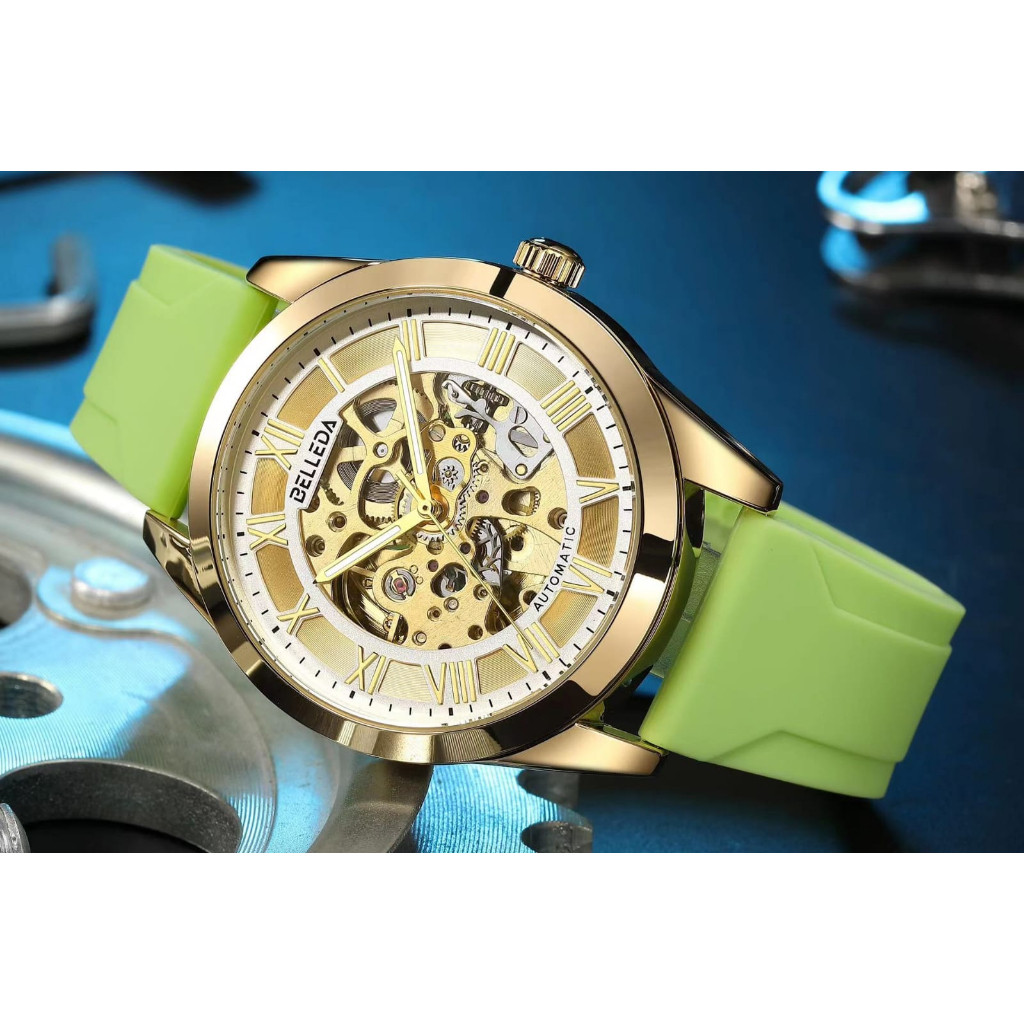 Ready BELLEDA 9475 Jam Tangan Pria Tali Karet Otomatis Tanpa Baterai Anti Air Man Watch