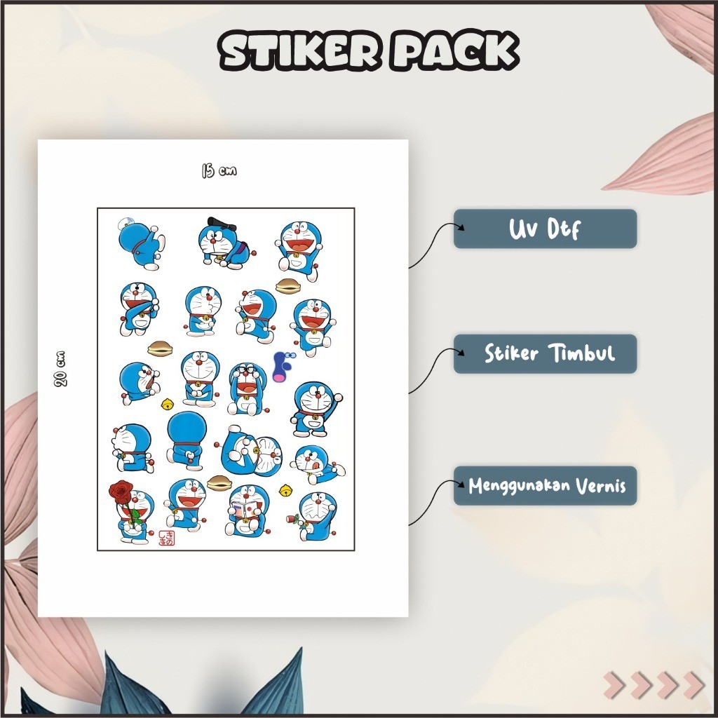 

Stiker Sticker Tumbler LAptop Hp Cermin Lemari Logo Pack UV DTF Motif Doraemon 02 Putih Biru P62