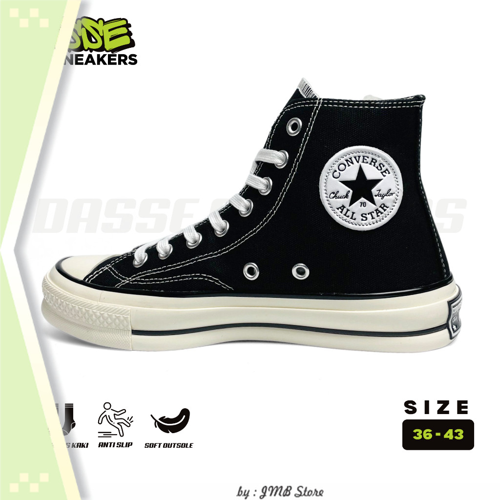 Sepatu Keren Kekinian Sekolah Anak SD SMP SMA / Sepatu Sneakers Casual - Converse Egret High Black W