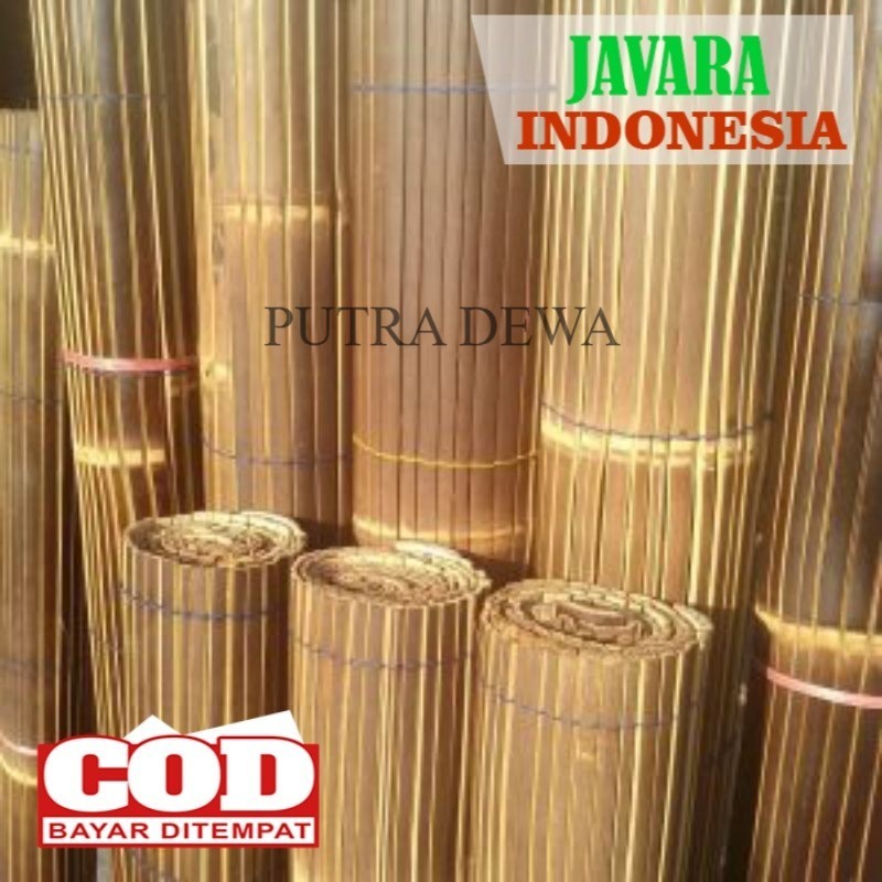 Tirai bambu kerai bambu plitur jati ukuran 2x2, 1x2, 1,5x2, meter