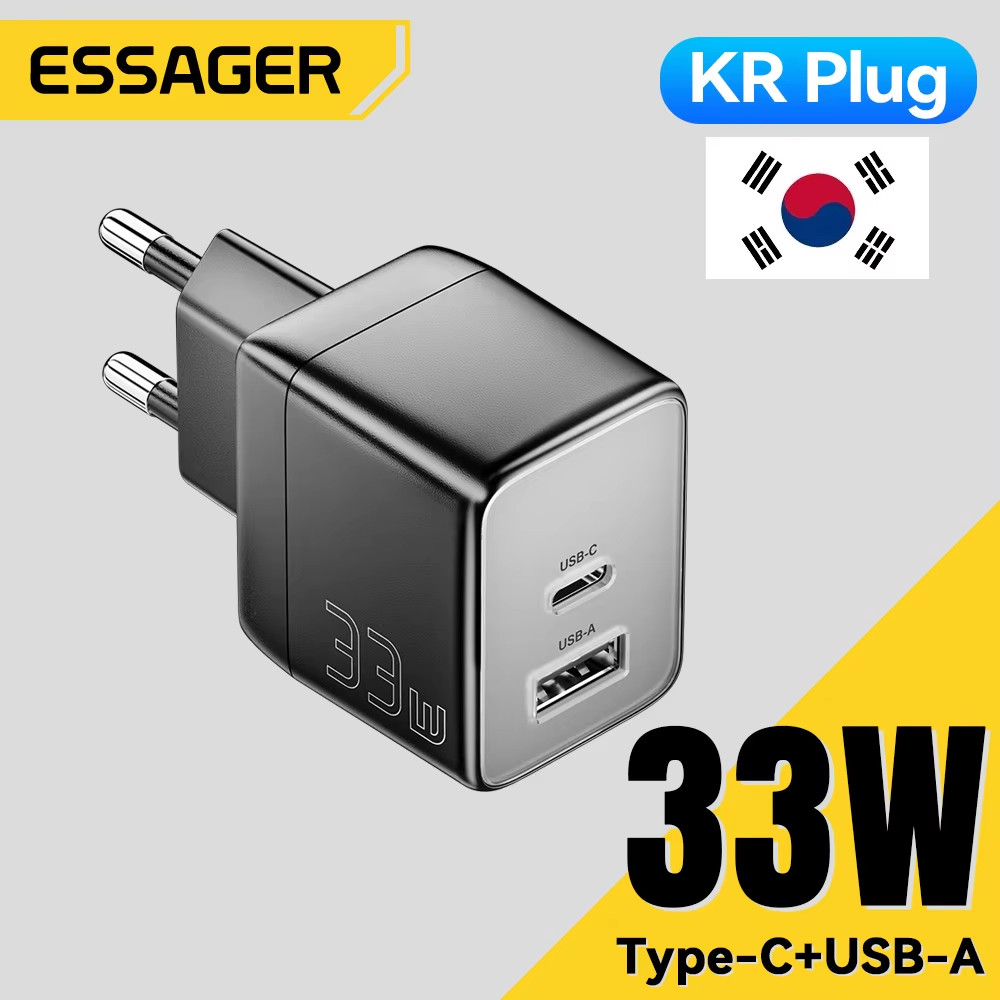 Essager 33W Korea Plug GaN  arger USB Type C For iPhone 16 15 14 Pro Max PD Fast  arging  arger For 