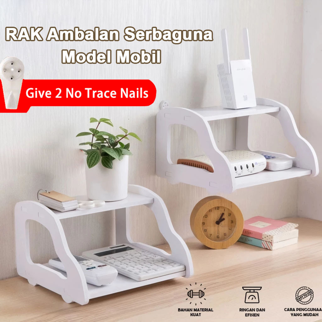 Rak Wifi Kotak Router Telepon Rak Penyimpanan Dinding Dipasang Rak Rak Kayu Plastic Rak Dinding Puti