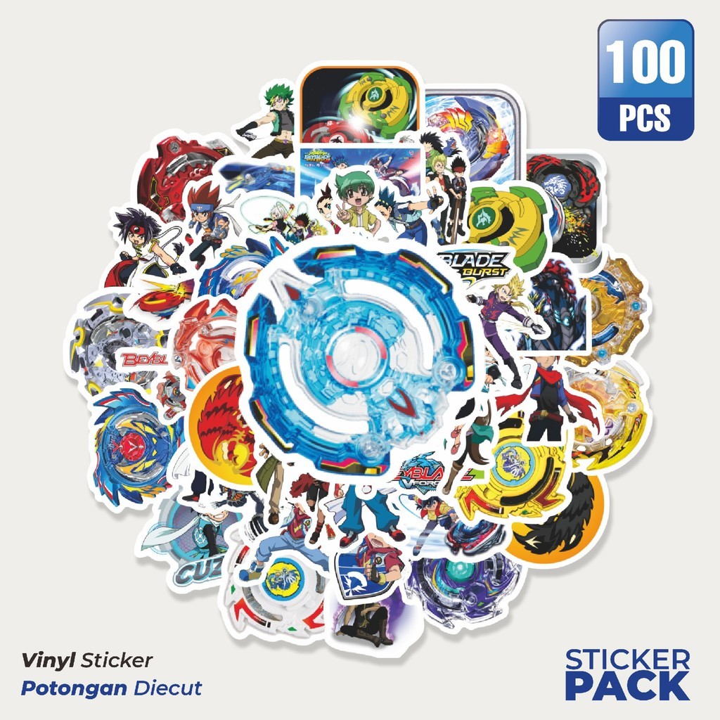 

Stiker Vinyl Sticker Kartun Beyblade Sticker Waterproof Aesthetic- Untuk Laptop, Motor, dan Helm - Paper Stationery Pack