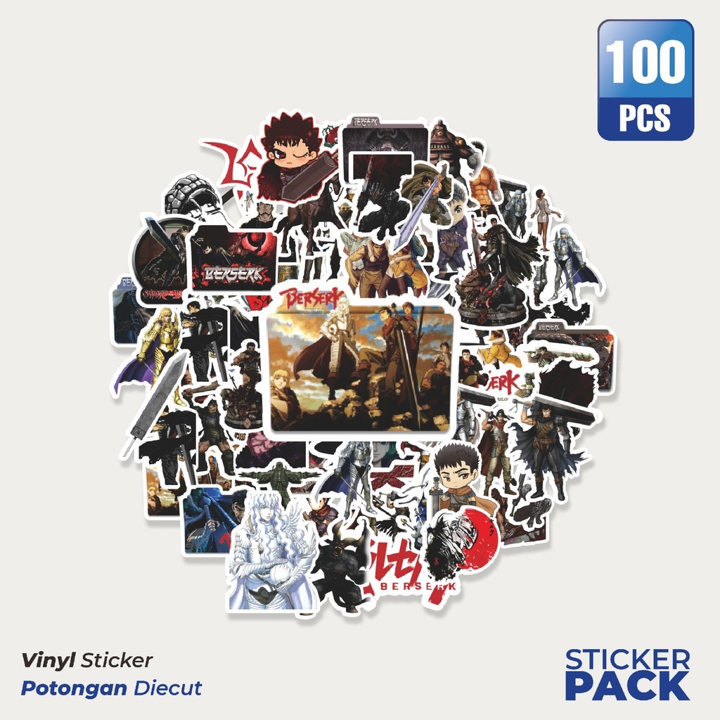 

MURAH 100 PCS Stiker Anime Berserk Waterproof Aesthetic- Untuk Laptop, Motor, dan Helm - Paper Stationery Pack