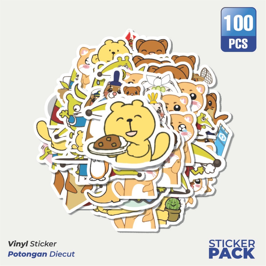 

100 PCS STIKER Hewan Musang Waterproof Aesthetic- Untuk Laptop, Motor, dan Helm - Paper Stationery Pack