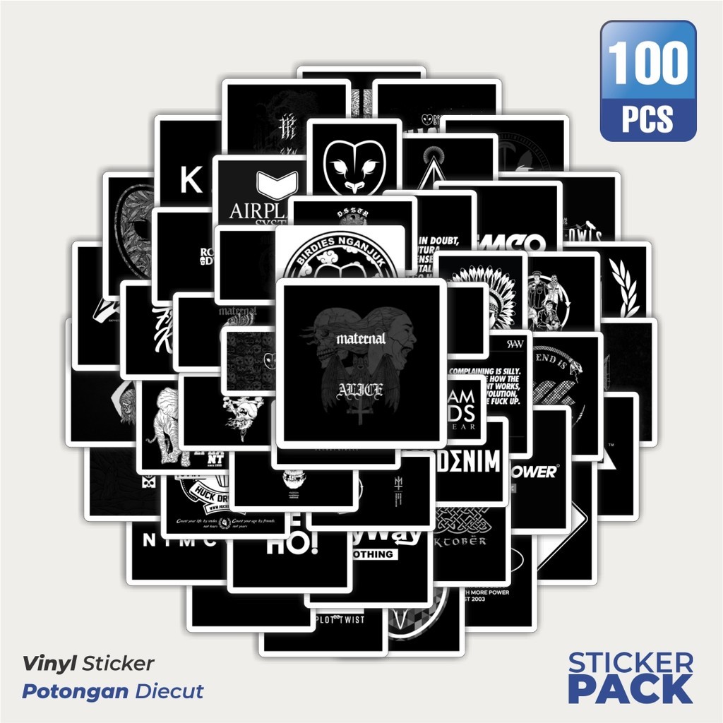 

Stiker Vinyl Stiker Random Black & White Versi 7 Waterproof Aesthetic- Untuk Laptop, Motor, dan Helm - Paper Stationery Pack