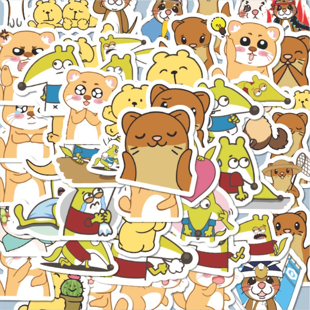 

100PCS Lucu Stiker Hewan Musang Stiker Aesthetic Stiker Anti Air Stikers Berperekat Waterproof sticker decal buat Motor Helm Buku Journal Koper Casing HP Laptop Botol Minum Hadiah anak