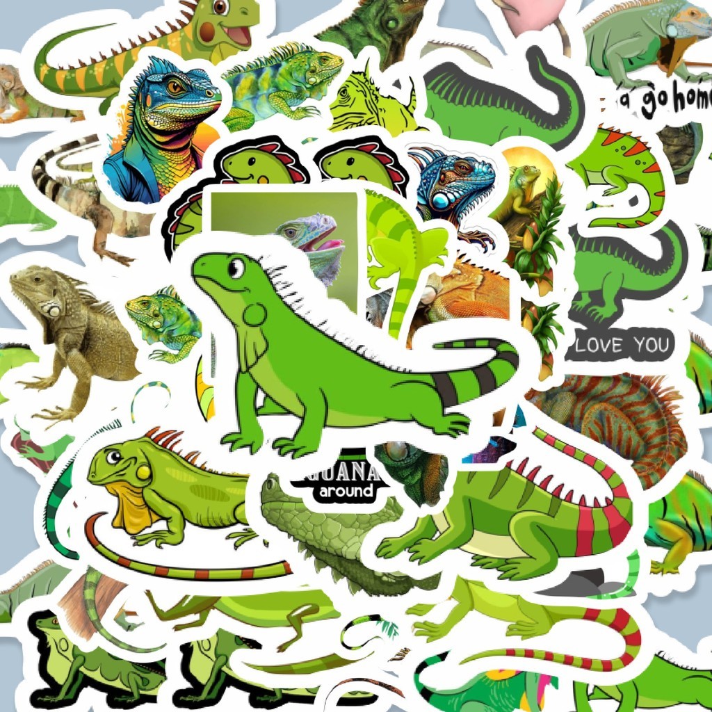 

100PCS Lucu Stiker Hewan Iguana Stiker Aesthetic Stiker Anti Air Stikers Berperekat Waterproof sticker decal buat Motor Helm Buku Journal Koper Casing HP Laptop Botol Minum Hadiah anak