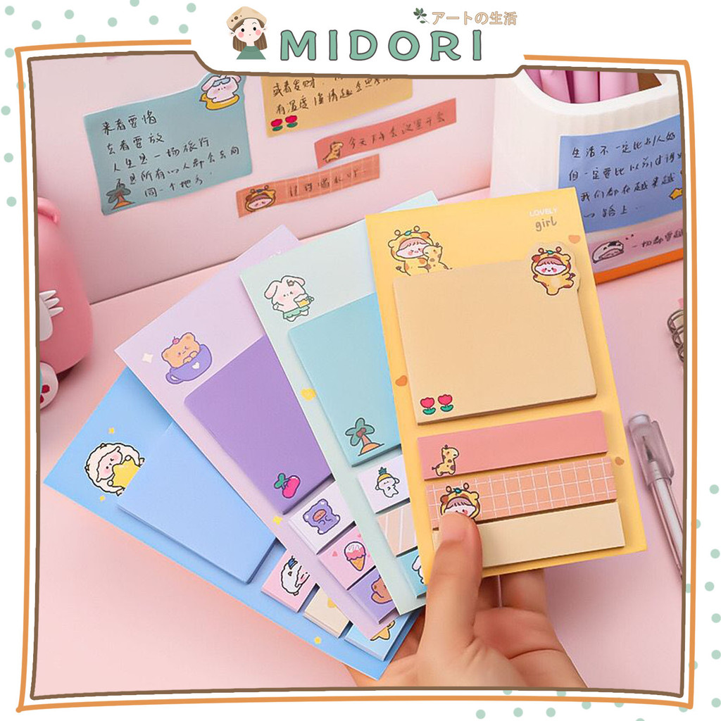 

[MIDORI] 20Sheets CARTOON BEAR STICKY NOTES Self-Stick Note Memo Diary Lucu Paper Notepad - C0076