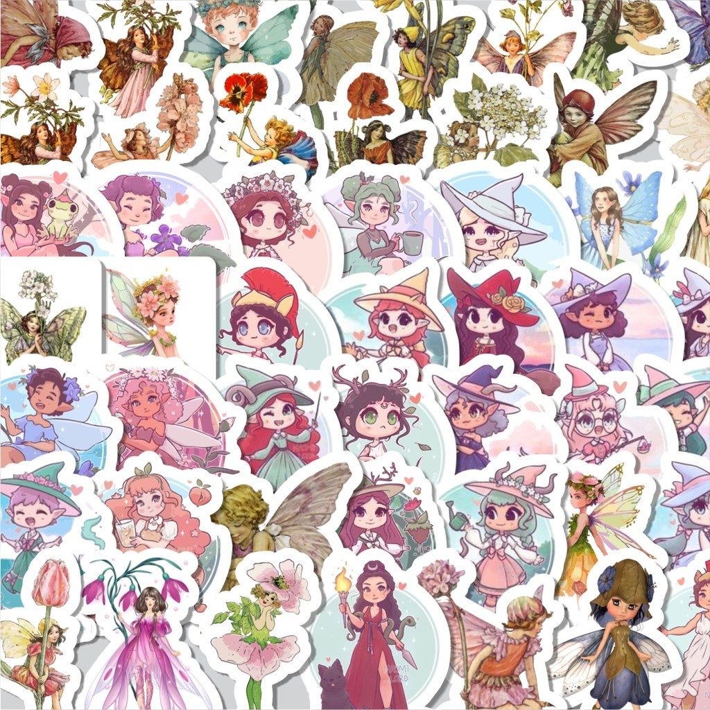 

Stiker Cutting Pack Stiker Flower Fairy [Peri Bunga] Isi 100Pcs Series Aesthetic Lucu Keren Untuk Koper Bahan Vynil