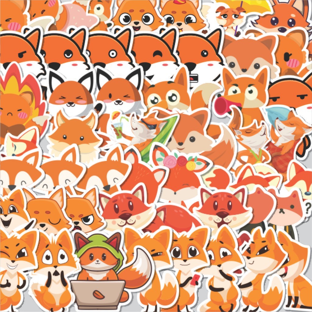 

Stiker Cutting Pack Stiker Hewan Rubah Isi 100Pcs Series Aesthetic Lucu Keren Untuk Koper Bahan Vynil