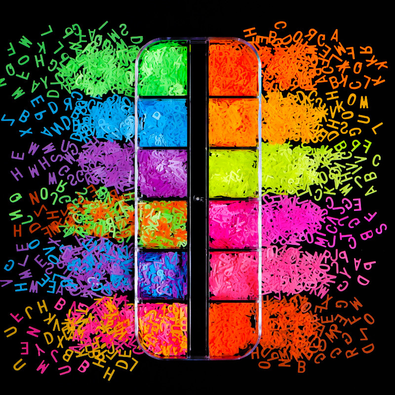 

Fluorescent Alphabet Epoxy Resin Filling Pigment Mixed Letter Sequins Confetti For Resin Silicone Mold Filler PET Craft Supplies