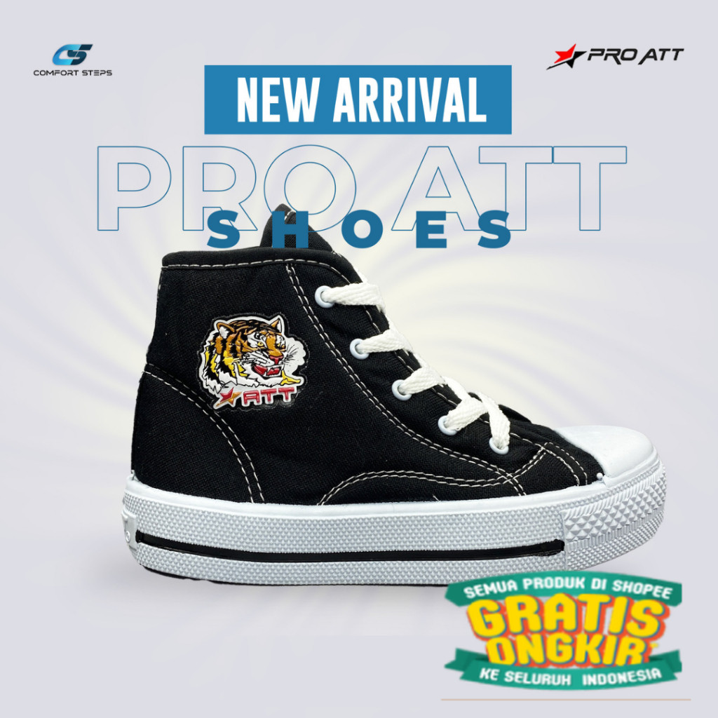 Sepatu Pro Att Warior Motif Macan Sepatu Sekolah Anak Pro Att Size 28-41/ tali
