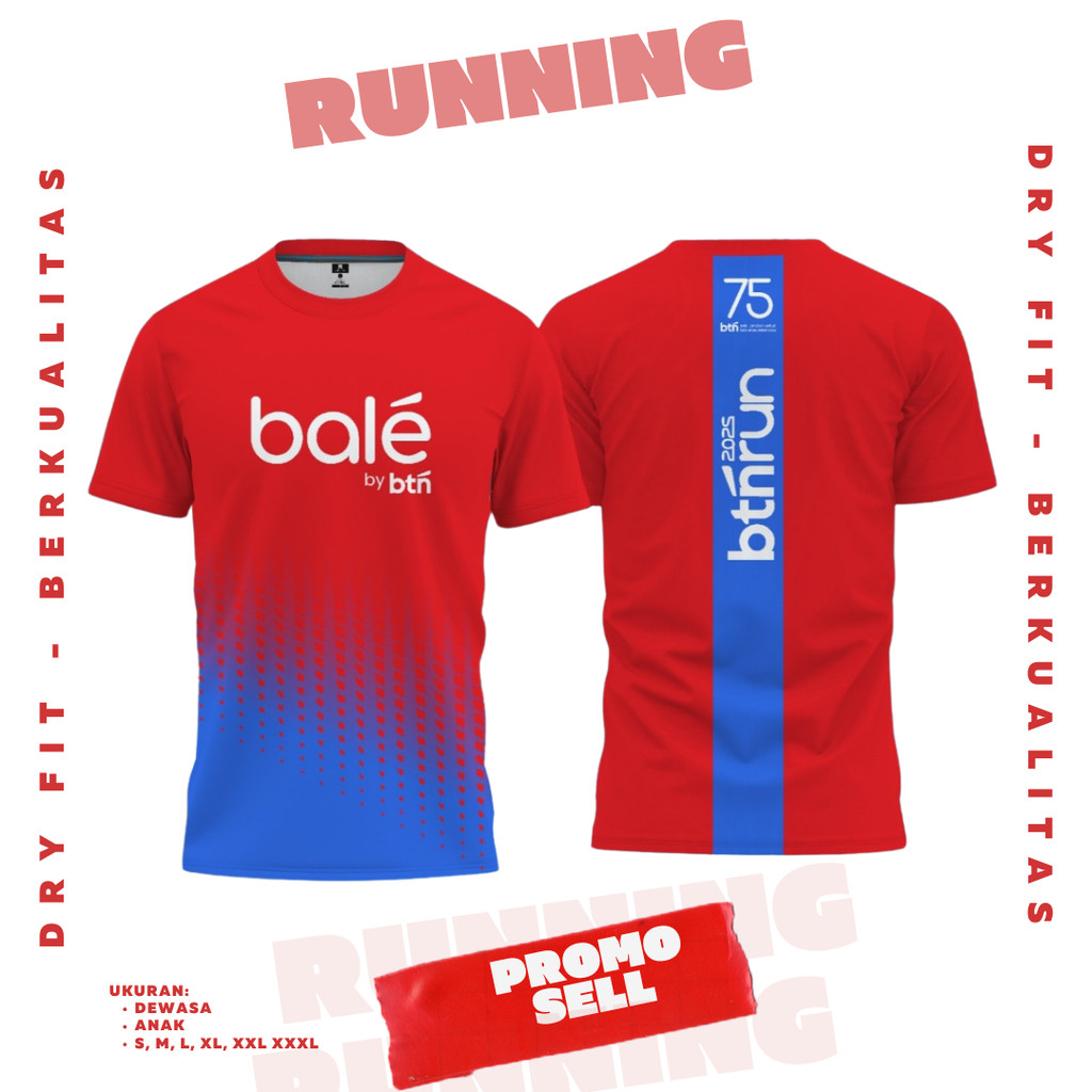 Baju olahraga Lari Jersey Running Pria/Wanita BTN RUN 2025 Terbaru Bahan Dryfit Full Printing