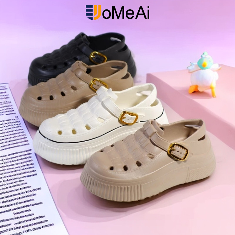 UoMeAi Sepatu Slip On Wanita Tinggi Selop Eva Ringan Sepatu Mary jane Cewek Kekinian