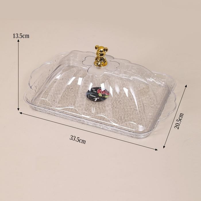 Nampan Tray Food Tray Transparan Aesthetic Dengan Tutup Wadah Makanan - Medium