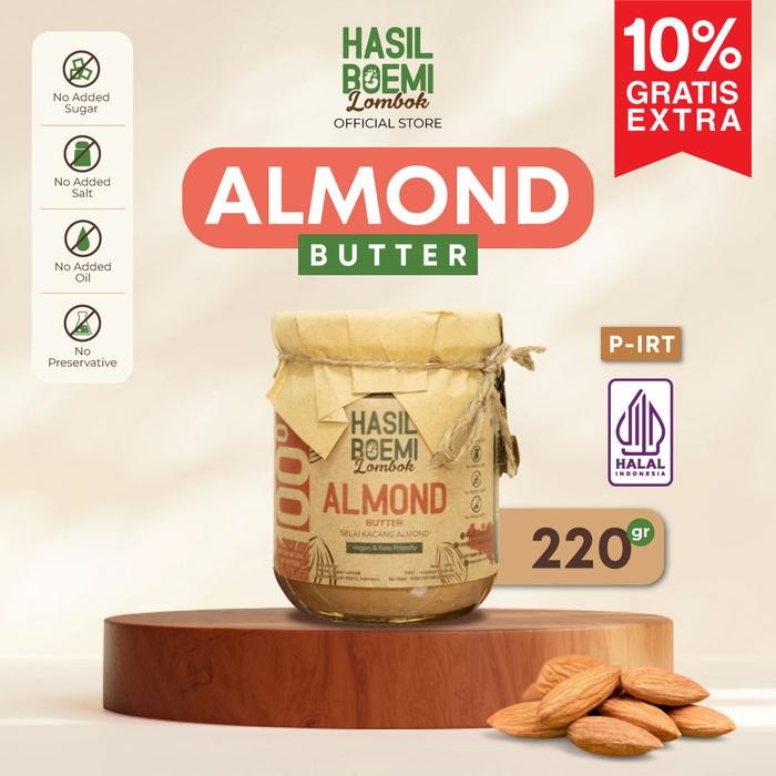 

Makanan Sehat Natural bebas gula diet diabetes selai ALMOND u roti - 220 gr