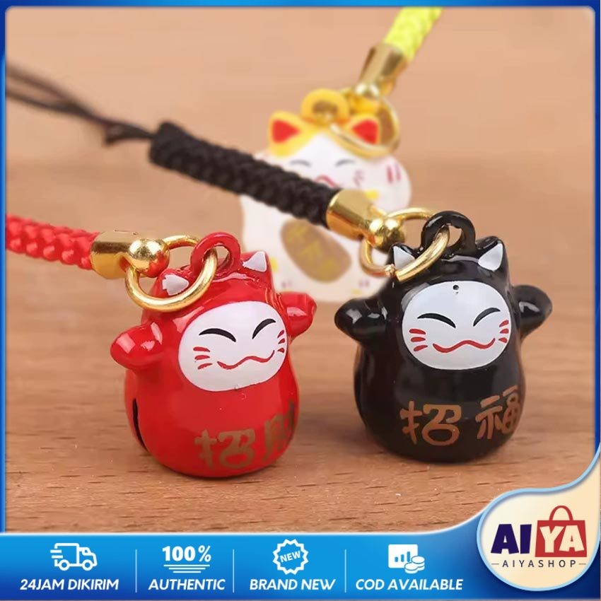 Keychain Gantungan Lucky Cat Maneki Neko Jepang Gantungan Kunci Dan Handphone Hp Kucing Hoki