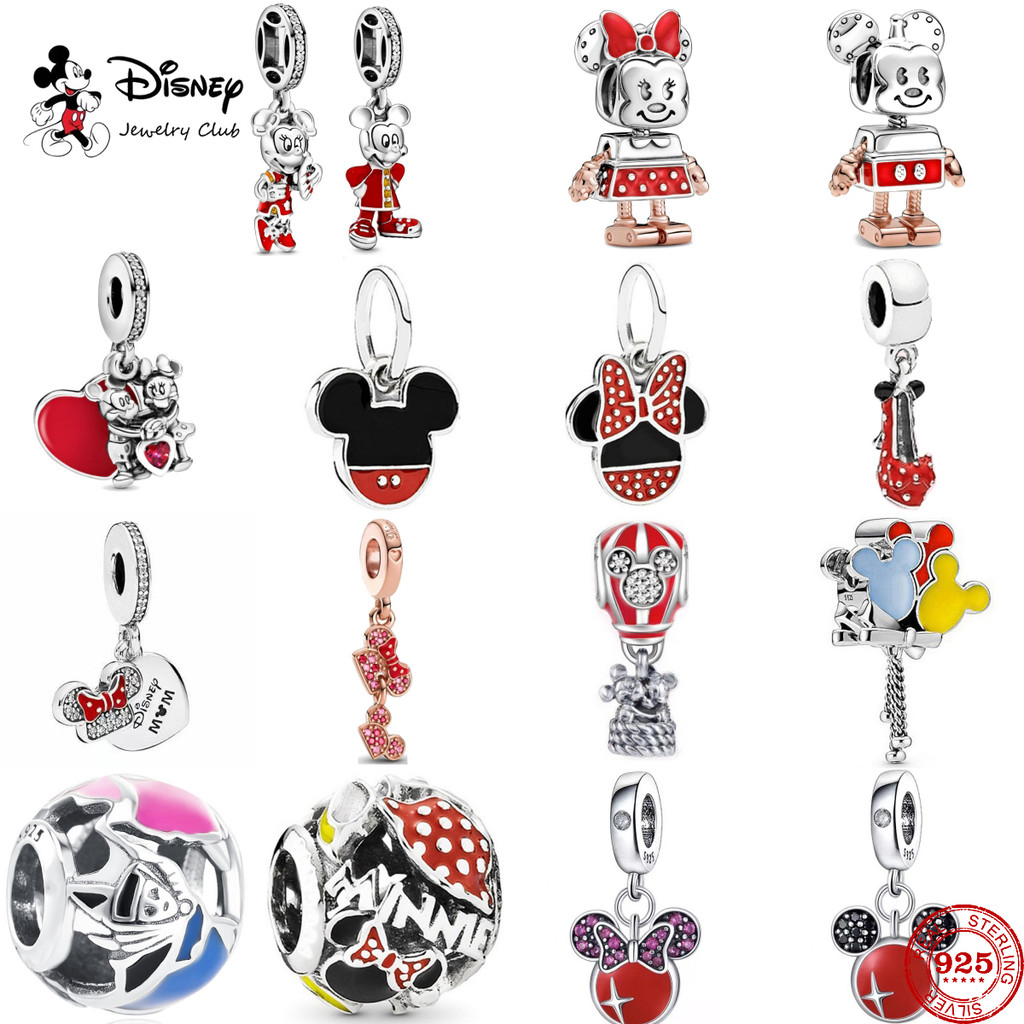 New Disney Robot Minnie Mickey Mouse Balloon Charms Beads Fit Original Pandora 925 sterling silver B