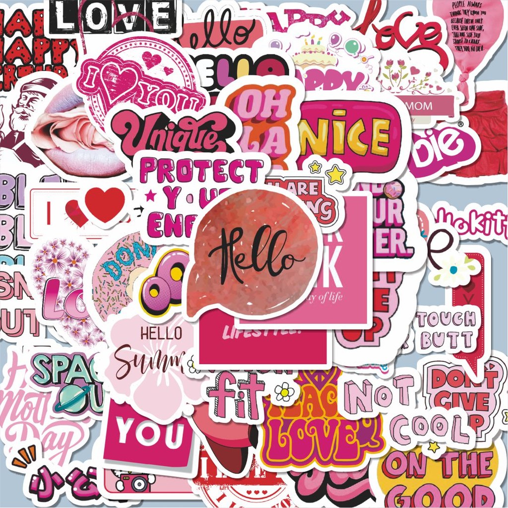 

100PCS Lucu Stiker Pink Girls Stiker Aesthetic Stiker Anti Air Stikers Berperekat Waterproof sticker decal buat Motor Helm Buku Journal Koper Casing HP Laptop Botol Minum Hadiah anak