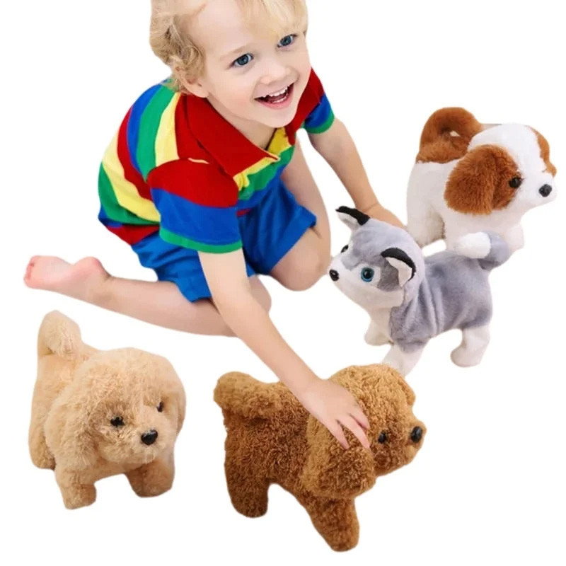 Interactive Electric Plush Puppy Walking Barking Soft Fur Suitable for Kids Toys Cute Plush Dog Set 