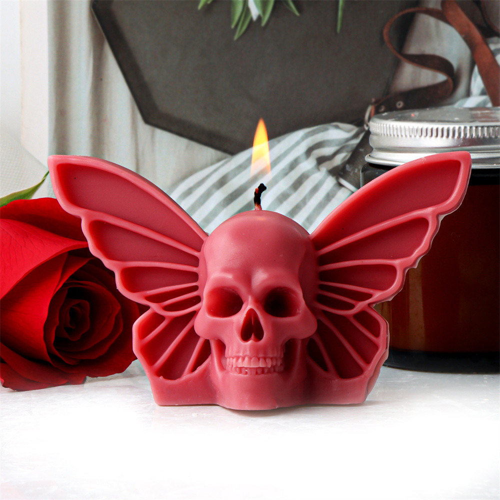 

Butterfly Skull Silicone Candle Molds 3D Skull Resin Epoxy Silicone Molds Easter Gypsum Wax Mlet Casting Mold Halloween Ornament