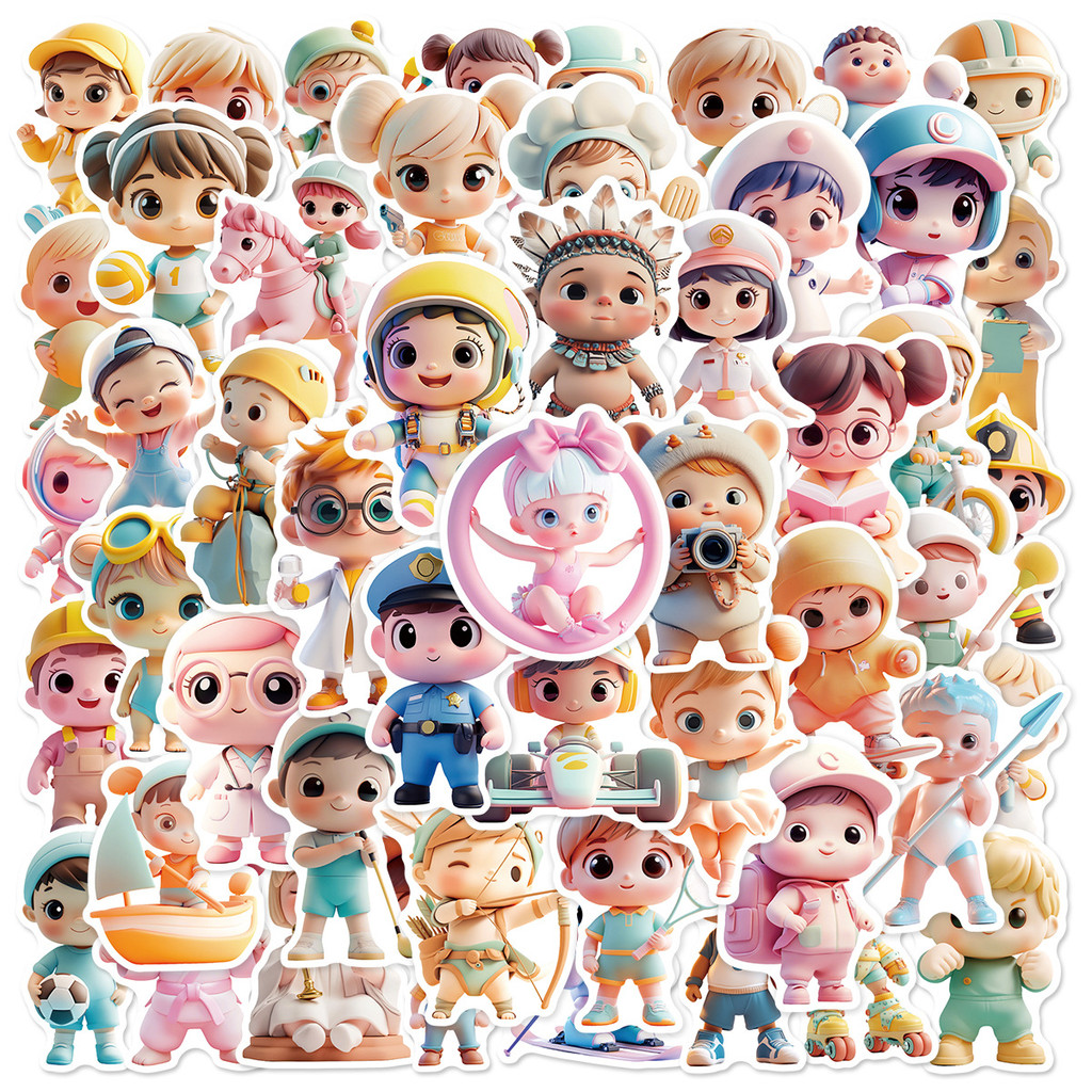 

10/30/50PCS Cute Child Cartoon Stickers 3D Style Child Graffiti Children's Daily DIY Luggage Laptop Guitar Car Bike Decals Toy