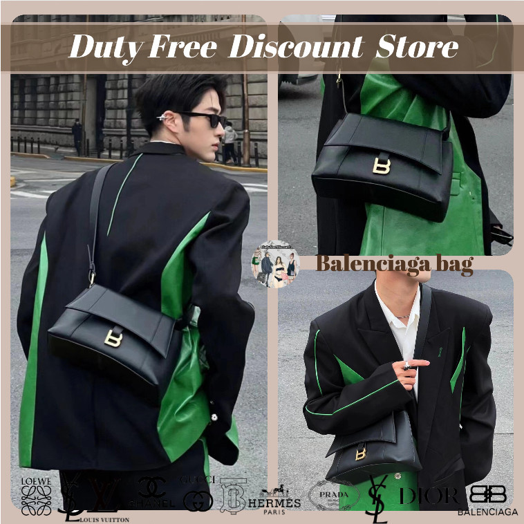 Balenciaga DOWNTOWN Tas Bahu Sapi Kecil Tas Crossbody Pria Massenger Crossbody Bag (100% Otentik)