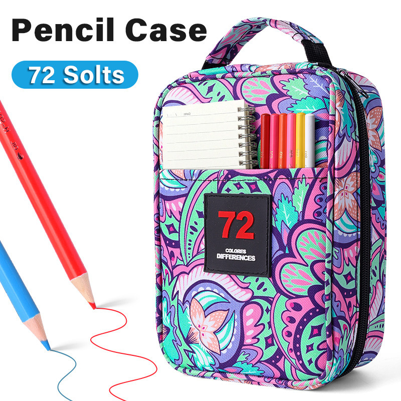 

72 Slots Color Pencil Case,Pen Case Organizer with Handy Wrap & Zipper,Multilayer Holder,Colored Pencils & Gel Pen Bag