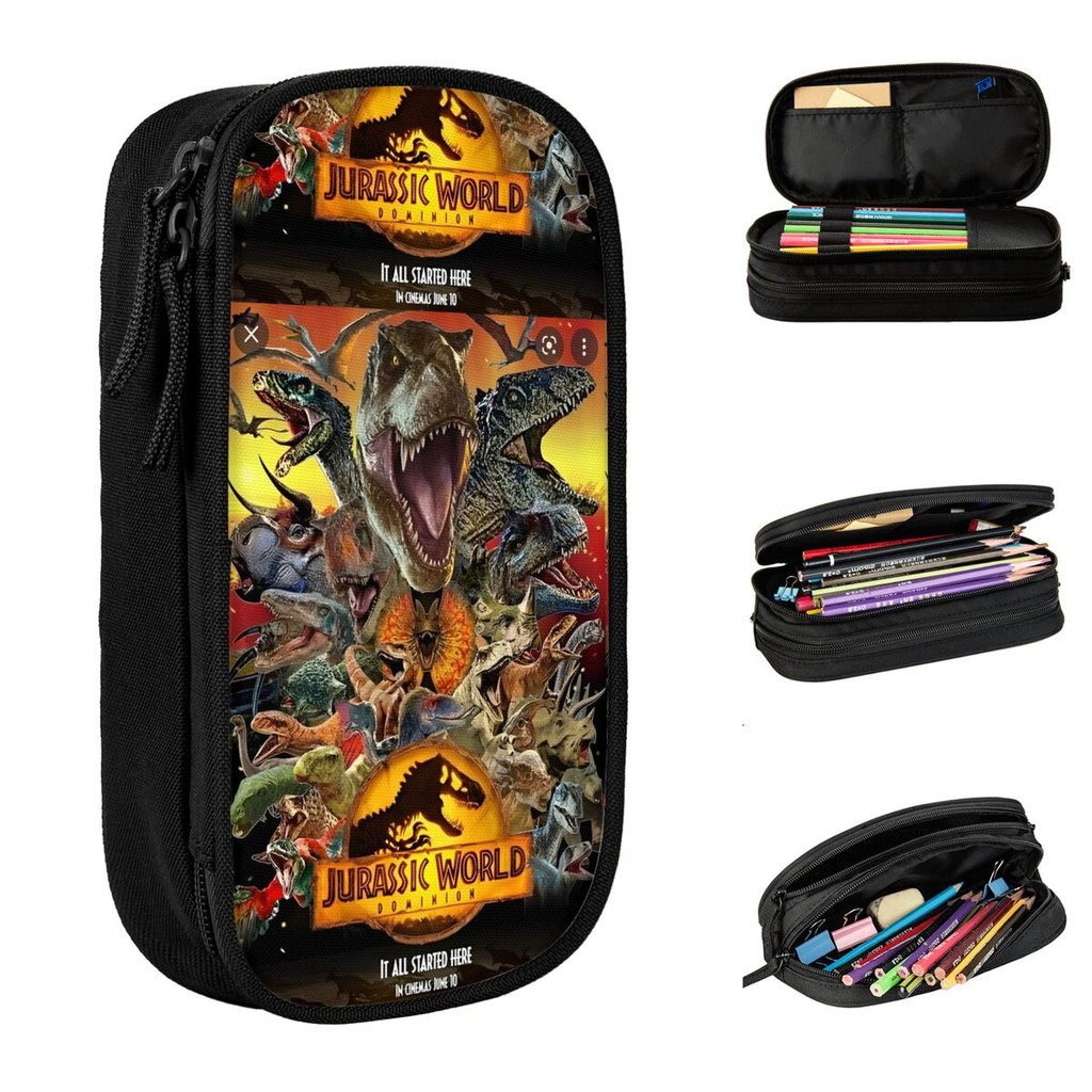 

Jurassic World Movie Pencil Cases Dinosaur World Pencilcases Pen Holder for Student Big Capacity Bag Office Zipper Stationery