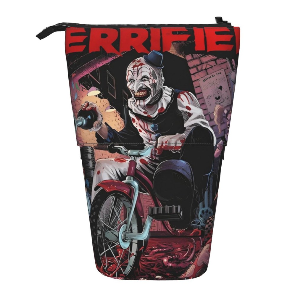 

Custom T-Terrifiers Telescopic Pencil Case for Boys Large Capacity Art The Clown Scary Horror Movie Pen Box Bag School Supplies