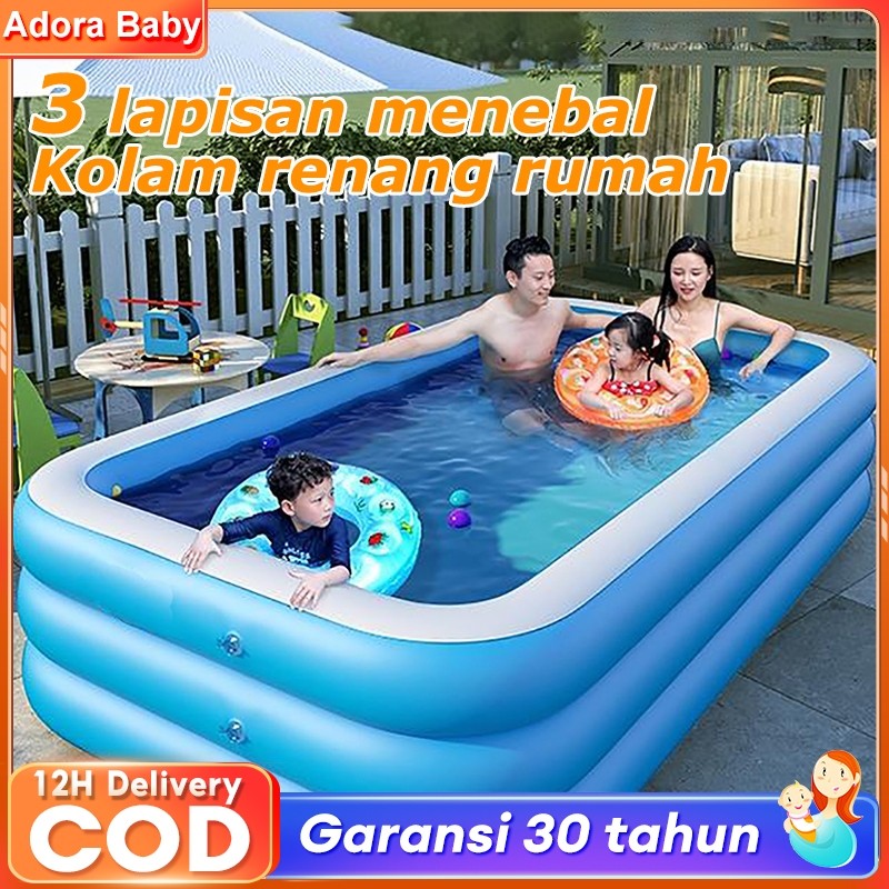 NMZSHOP [Ready stock] kolam renang anak panjangnya 310cm kolam renang anak Karet yang
