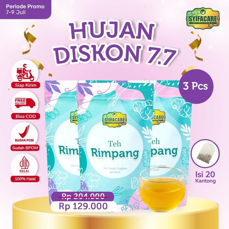 

[BPOM] Paket 3 Pcs Teh Rimpang Syifacare - Minuman Herbal Rempah Jahe Kunyit Lengkuas Sereh - HALAL MUI