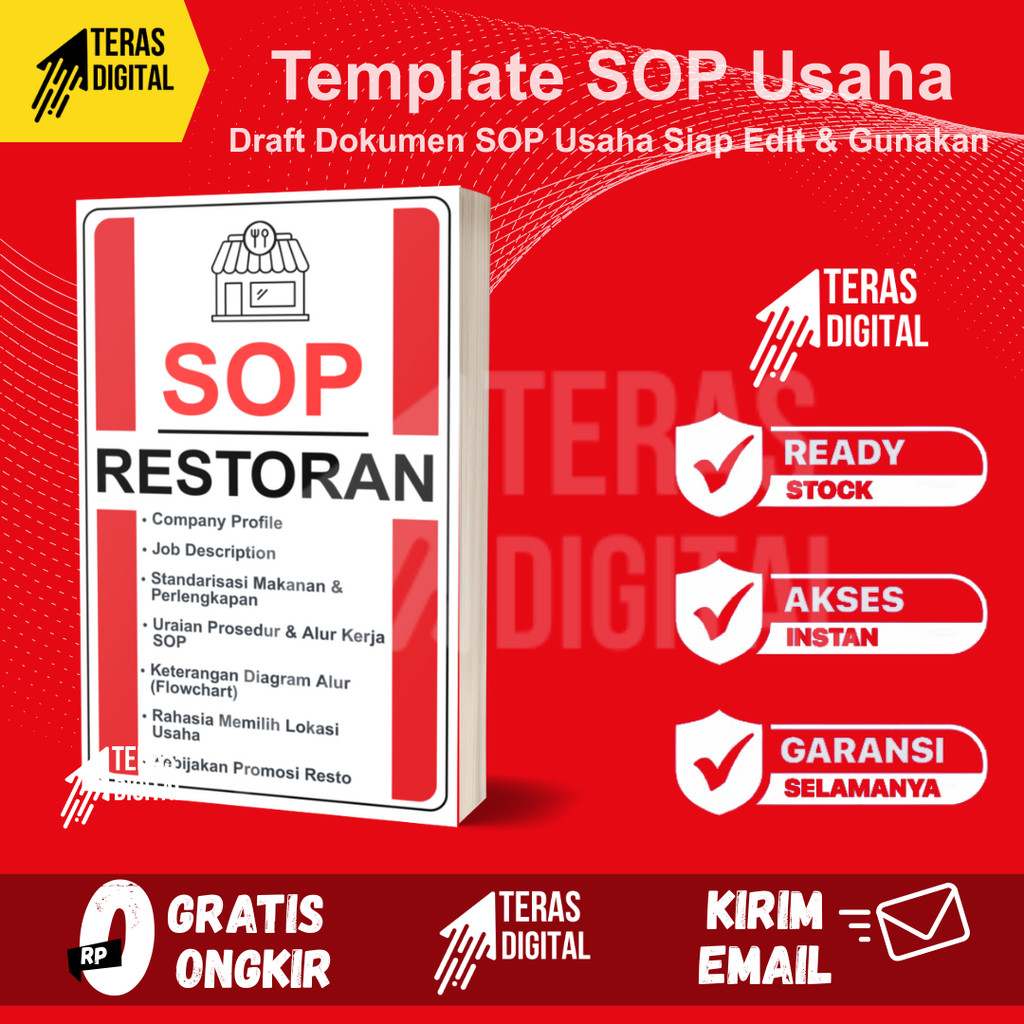Paket SOP RESTORAN - Standar Operasional Prosedur Usaha Bisnis Restaurant Rumah Makan Resto Lengkap