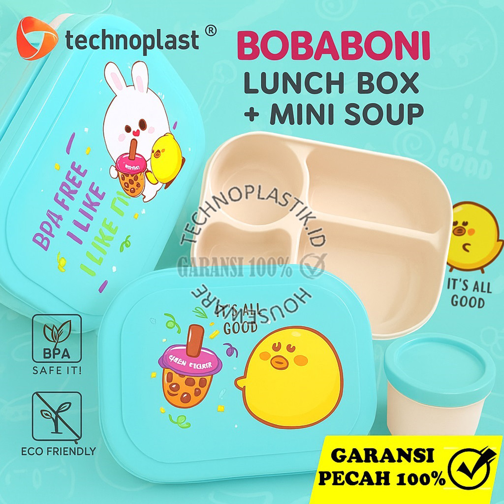 TECHNOPLAST Bobaboni Bento Sealware / Kotak Bekal + Wadah Sop Mini