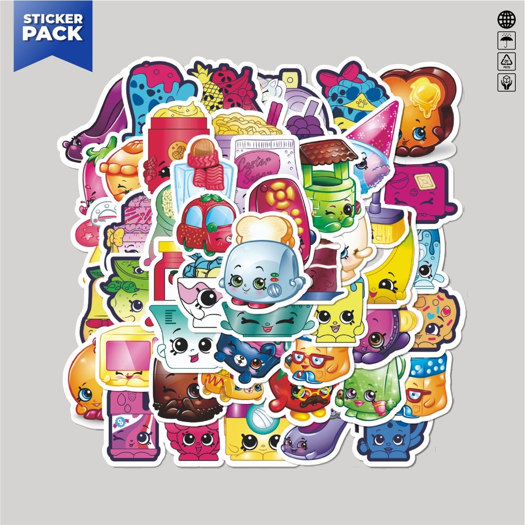 

[100PCS]Stiker Pack Stiker Shopkins Versi 3 Aesthetic Vinyl Anti Air Dekorasi Sticker Laptop Buku Journal Koper Helm Casing HP Gitar Helm Skateboard