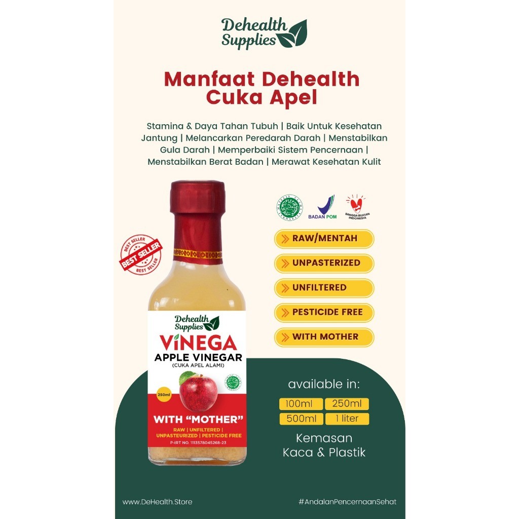 

JAMIN MURAH !!!Finega DeHealth Apple Vinegar/ Cuka Apel Alami - Botol Kaca 100 ml(BISA LANGSUNG ORDER)