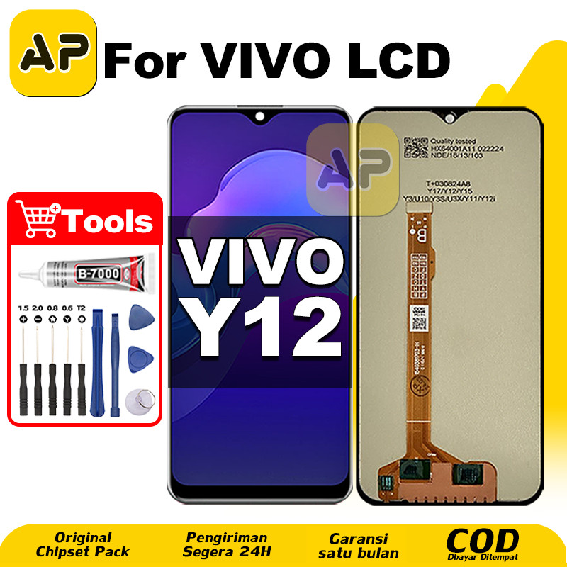 LCD VIVO Y12 hp Layar Sentuh Fullset Glass Touchscreen Digitizer COD